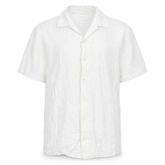 Nigel Hall Mens White Polyester Button-Up Size M Collared Button - Waffle fabric