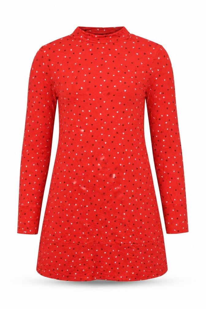 Marks & Spencer Womens Red Geometric Viscose A-Line Size 8 Mock Neck Pullover - Card Suits Print