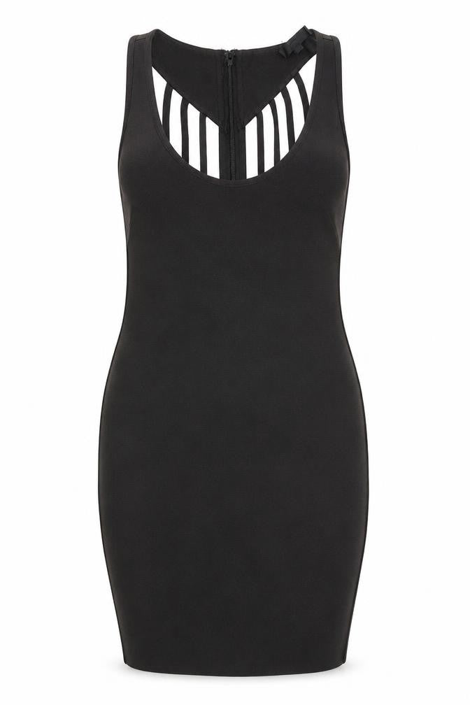 Love & Other Things Womens Black Polyester Bodycon Size S Scoop Neck Zip
