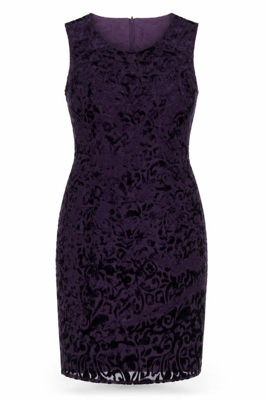 Kaleidoscope Womens Purple Paisley Viscose Pencil Dress Size 12 Scoop Neck Zip