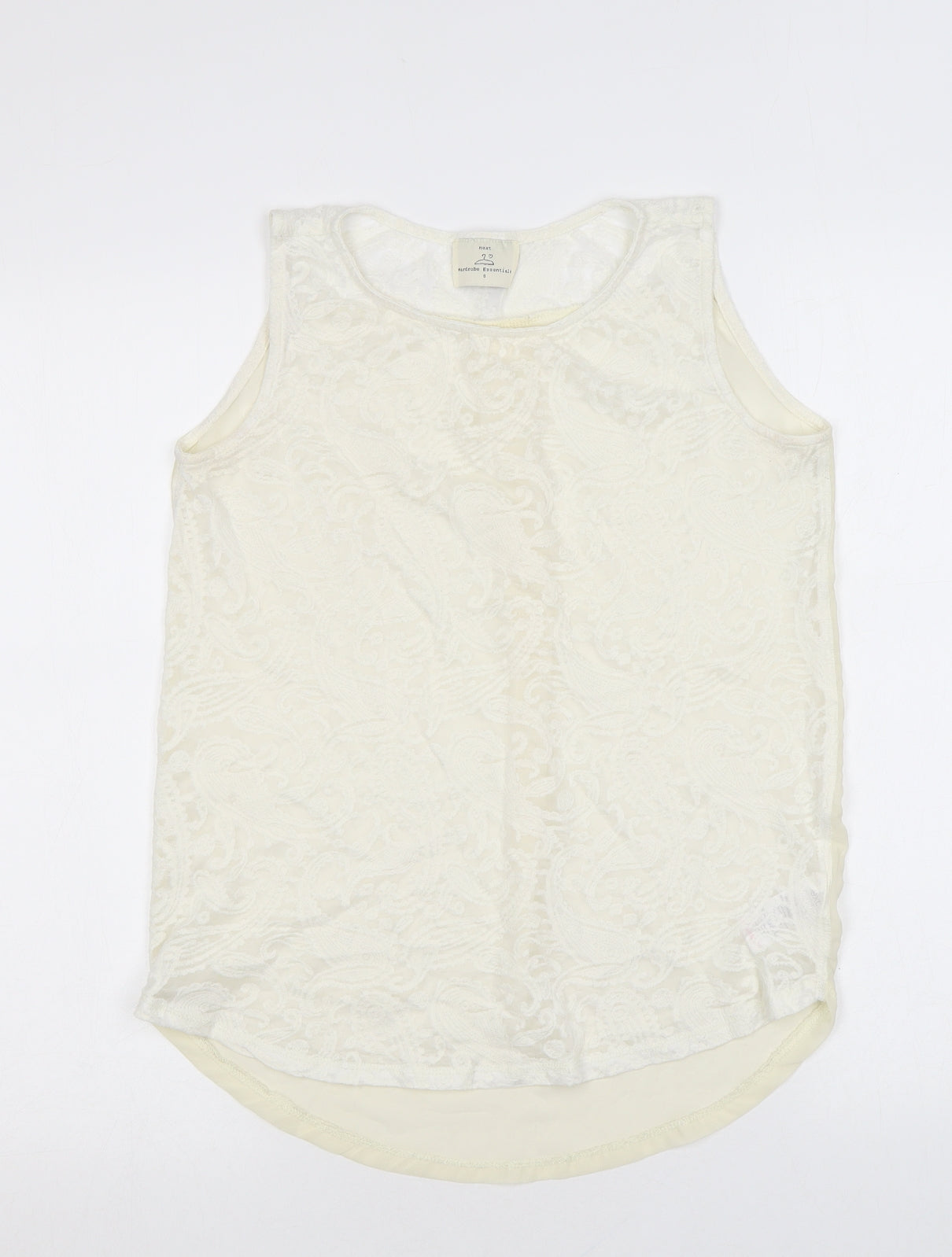 NEXT Womens Ivory Paisley Cotton Basic Tank Size 8 Round Neck