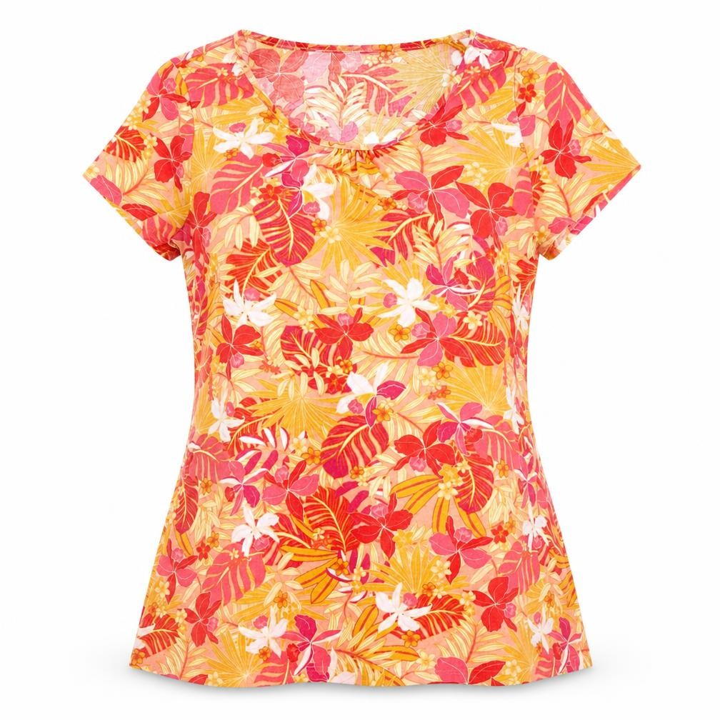 Julipa Womens Multicoloured Floral Polyester Basic Blouse Size 16 Boat Neck