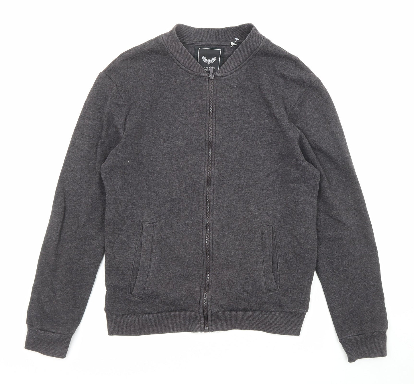 Brave Soul Mens Grey Jacket Size M Zip - Pockets