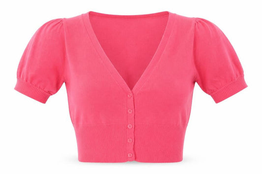 New Look Womens Pink V-Neck Cotton Pullover Jumper Size 12 - Balloon sleeves