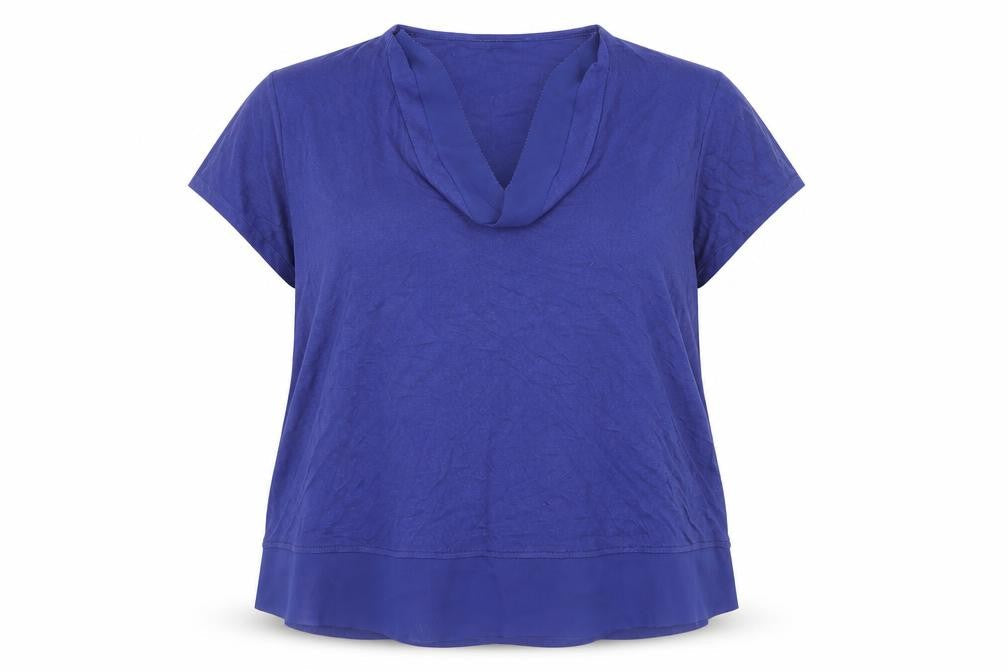 Marks & Spencer Womens Blue Polyester Basic T-Shirt Size 16 Cowl Neck