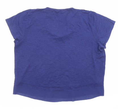 Marks & Spencer Womens Blue Polyester Basic T-Shirt Size 16 Cowl Neck