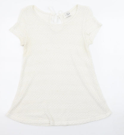 Next Womens Ivory Boat Neck Polyester Pullover Jumper Size 12