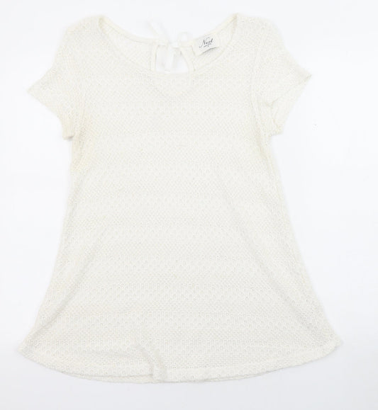 NEXT Womens Ivory Boat Neck Polyester Pullover Jumper Size 12