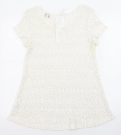 Next Womens Ivory Boat Neck Polyester Pullover Jumper Size 12