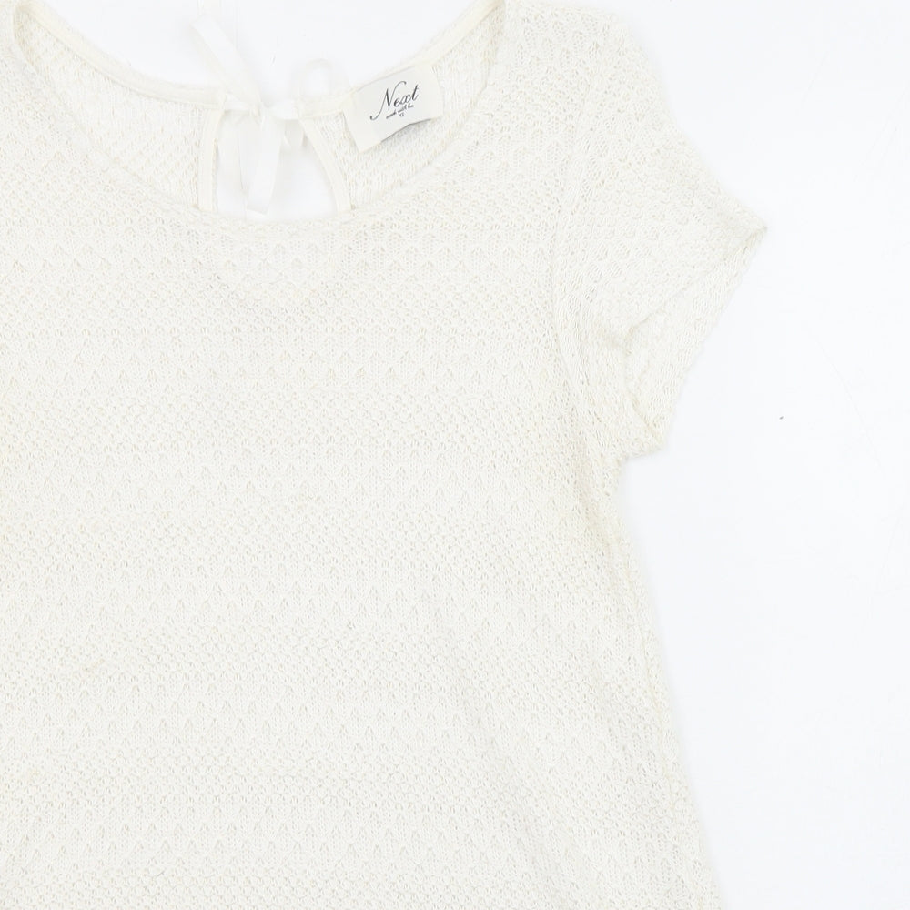 NEXT Womens Ivory Boat Neck Polyester Pullover Jumper Size 12