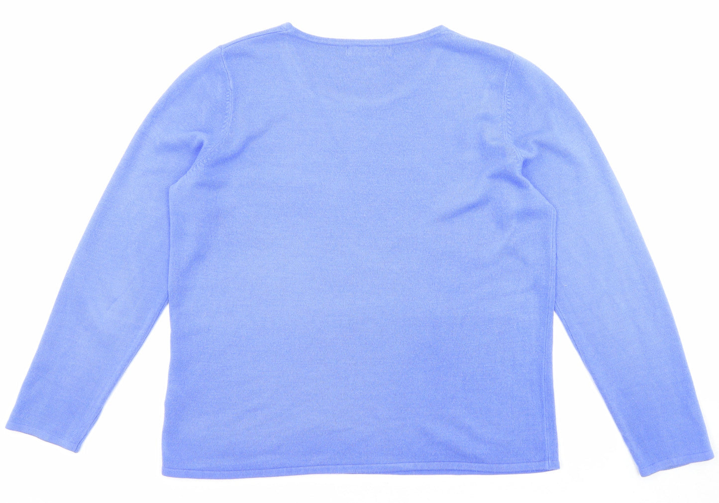 Bonmarché Womens Blue Round Neck Acrylic Pullover Jumper Size M
