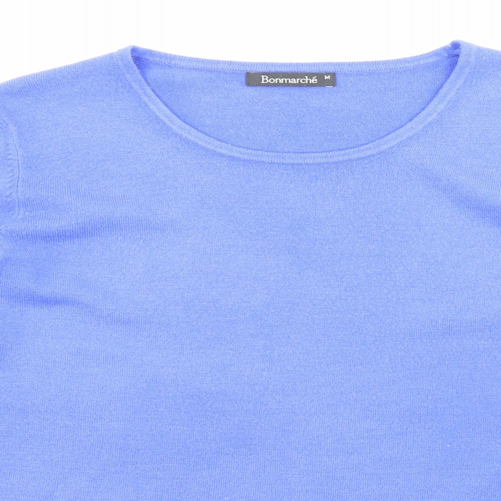 Bonmarché Womens Blue Round Neck Acrylic Pullover Jumper Size M