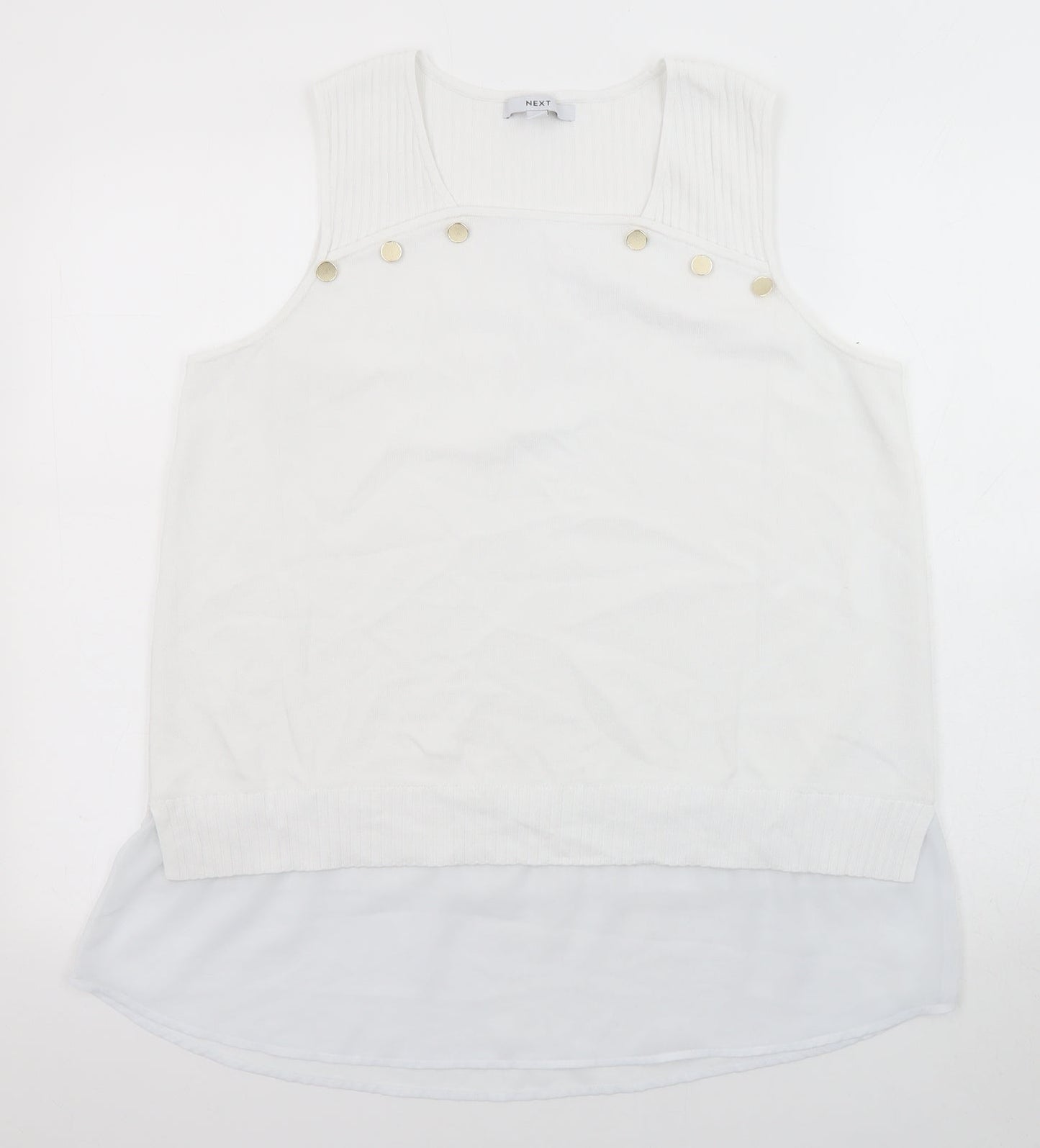 NEXT Womens White Scoop Neck Polyester Pullover Jumper Size L