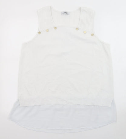 Next Womens White Scoop Neck Polyester Pullover Jumper Size L