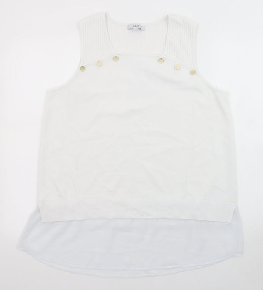 NEXT Womens White Scoop Neck Polyester Pullover Jumper Size L