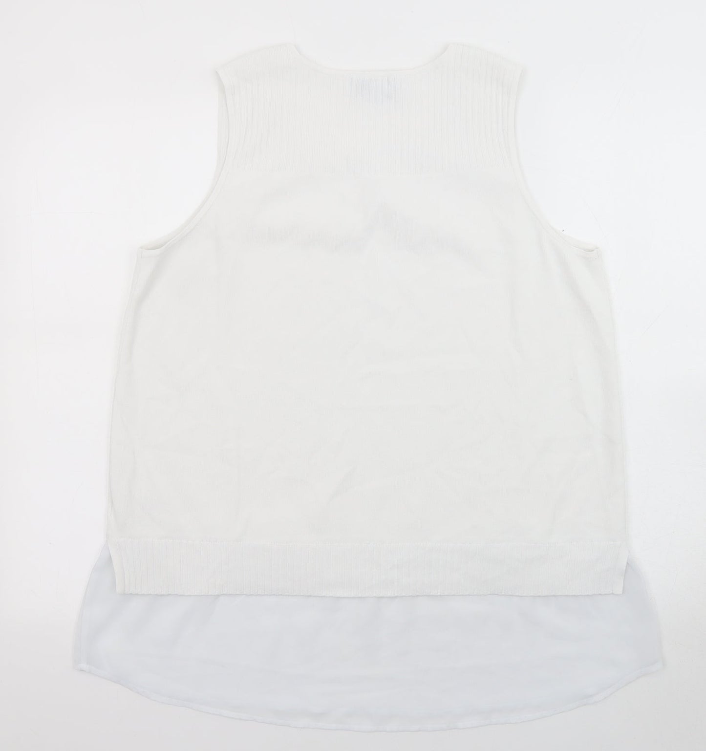 NEXT Womens White Scoop Neck Polyester Pullover Jumper Size L
