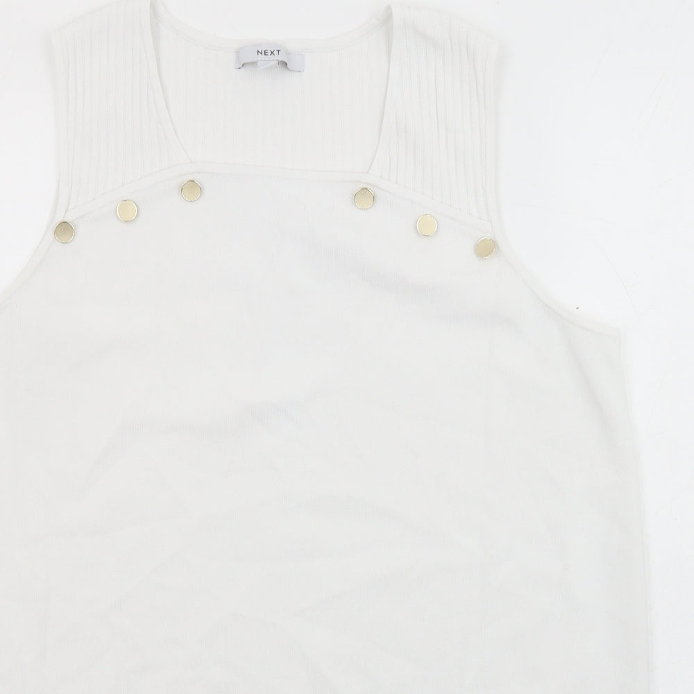 NEXT Womens White Scoop Neck Polyester Pullover Jumper Size L