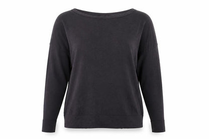 Front view of French Connection women’s blue boat neck lyocell jumper, size M