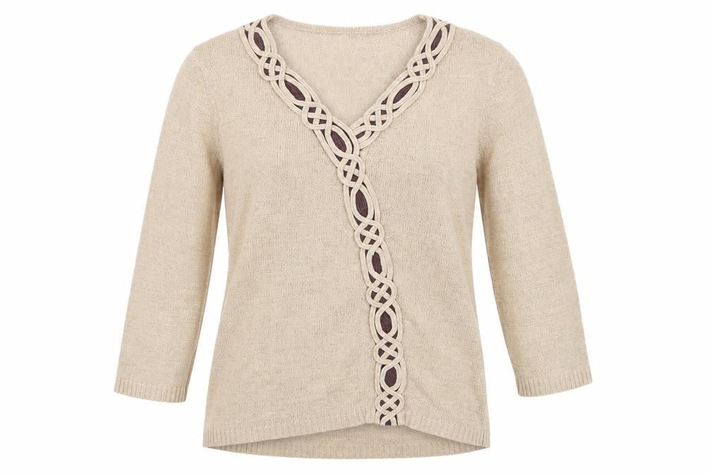 Stephen Womens Beige V-Neck Acrylic Pullover Jumper Size M