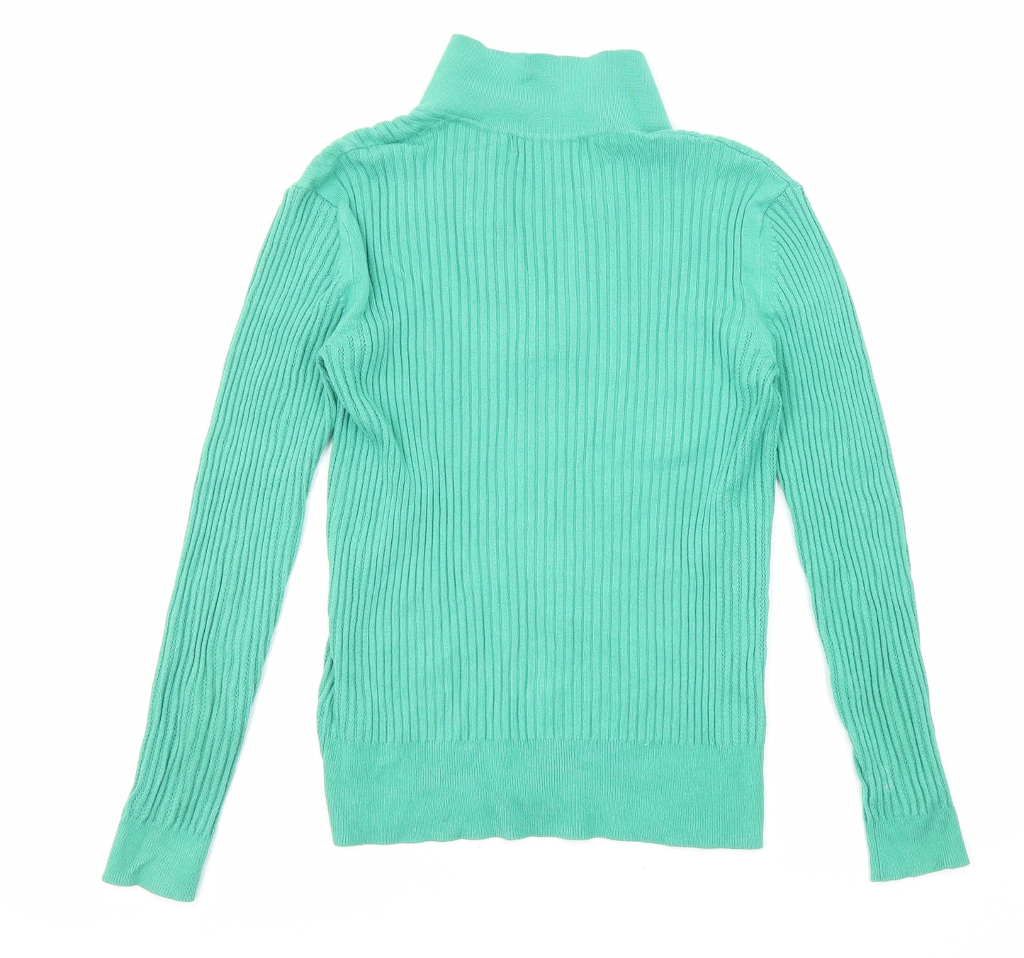 Marks and Spencer Womens Green V-Neck Viscose Pullover Jumper Size 8 - Collared