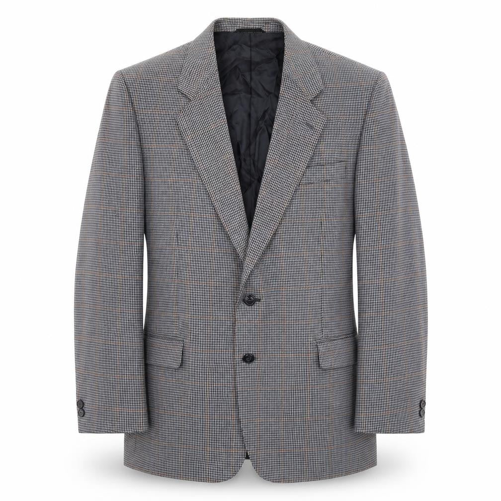 Skopes Mens Blue Houndstooth Polyester Jacket Sport Coat Size 44 Regular