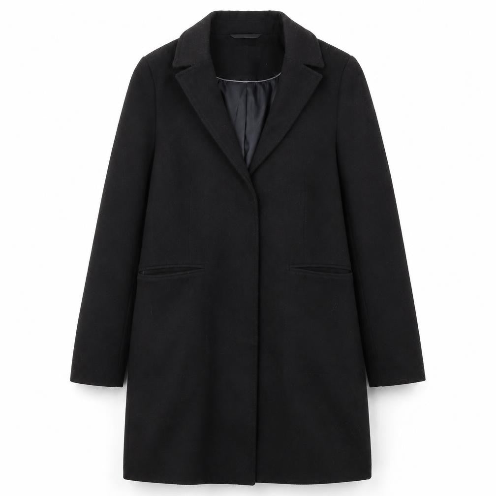 Topshop Womens Black Overcoat Coat Size 8 Snap - Hidden Closure