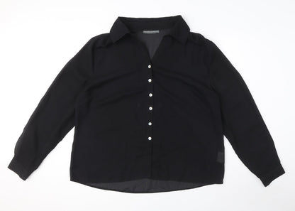 Preloved Jessica Holbrook Womens Black Polyester Basic Button-Up Size XL Collared - Front