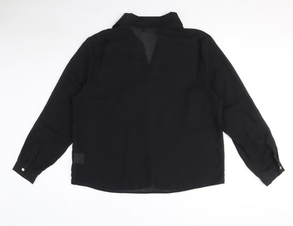 Preloved Jessica Holbrook Womens Black Polyester Basic Button-Up Size XL Collared - Back