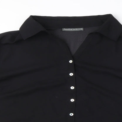 Preloved Jessica Holbrook Womens Black Polyester Basic Button-Up Size XL Collared - Detail