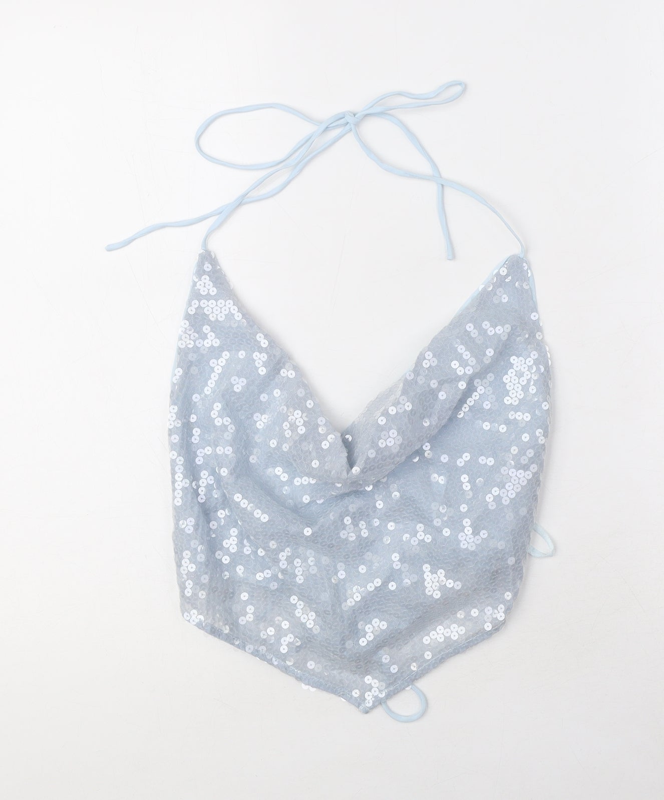 ASOS Womens Blue Polyester Cropped Blouse Size 10 Cowl Neck - Backless, Sequin