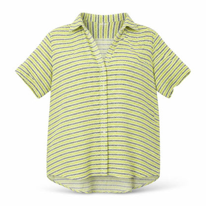 Zara Womens Yellow Geometric Polyester Basic Button-Up Size L Collared - Lemonade