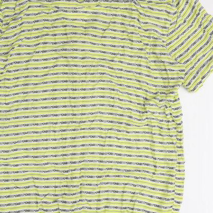 Zara Womens Yellow Geometric Polyester Basic Button-Up Size L Collared - Lemonade