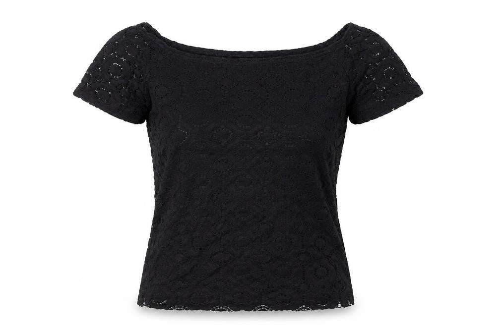 Dorothy Perkins Womens Black Nylon Basic Blouse Size 10 Off the Shoulder