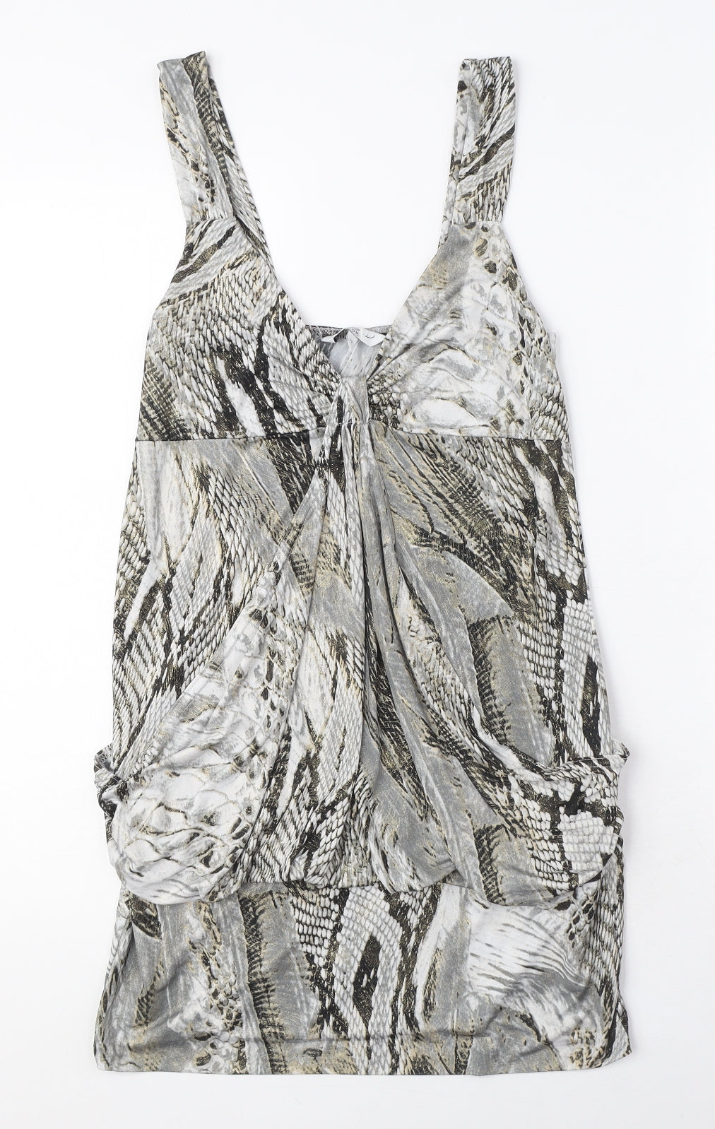 New Look Womens Grey Animal Print Polyester Tunic Tank Size 12 V-Neck - Reptile Print