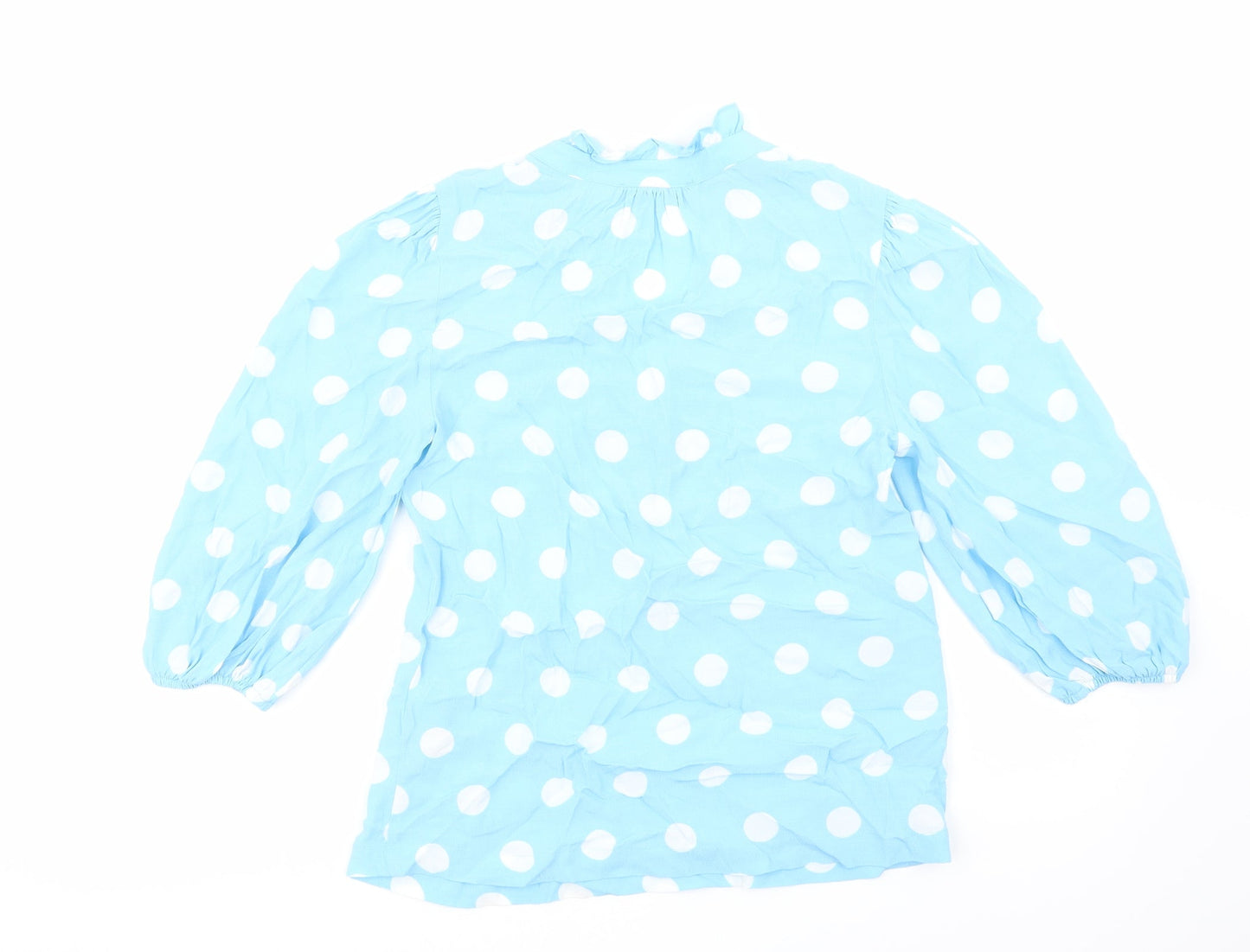 Marks and Spencer Womens Blue Polka Dot Viscose Basic Blouse Size 6 V-Neck