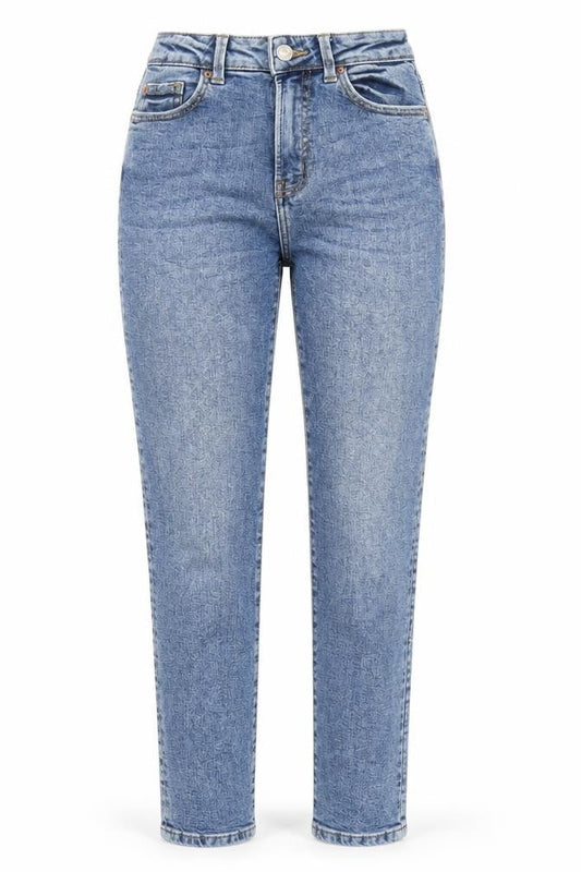 Denim & Co. Womens Blue Cotton Tapered Jeans Size 6 L28 in Regular Zip