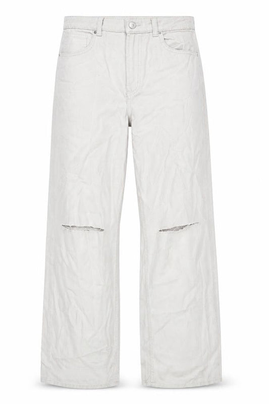 Divided by H&M Womens Grey Cotton Wide-Leg Jeans Size 8 L32 in Regular Zip