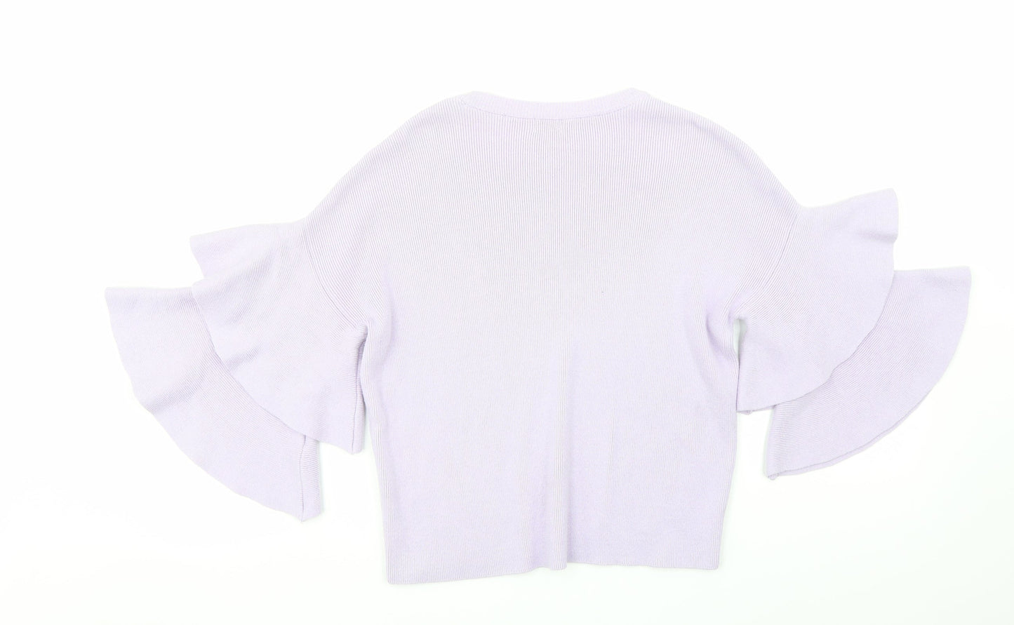River Island Womens Purple Round Neck Cotton Pullover Jumper Size 6 - Flared Sleeves