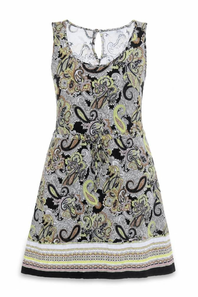H&M Womens Multicoloured Paisley Viscose Tank Dress Size M Scoop Neck Pullover - Adjustable Waist