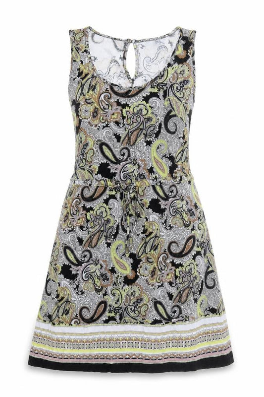 H&M Womens Multicoloured Paisley Viscose Tank Dress Size M Scoop Neck Pullover - Adjustable Waist