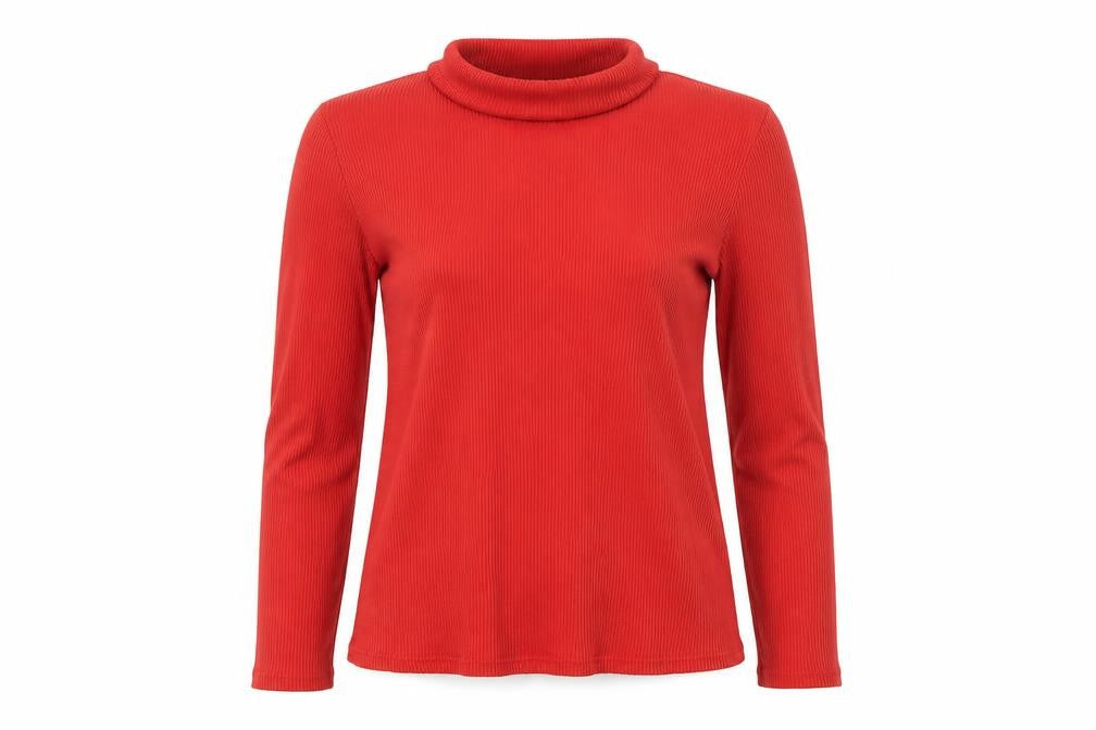 Miss Selfridge Womens Red Viscose Basic T-Shirt Size 12 Roll Neck - Ribbed