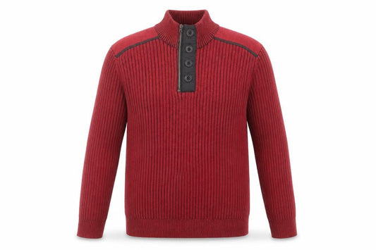 INC International Concepts Mens Red High Neck Cotton Pullover Jumper Size L Long Sleeve
