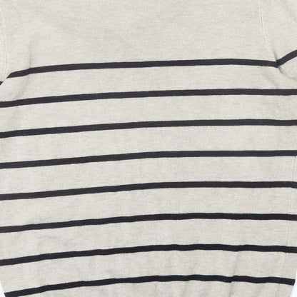 Wallis Womens Beige Collared Striped Viscose Pullover Jumper Size 8