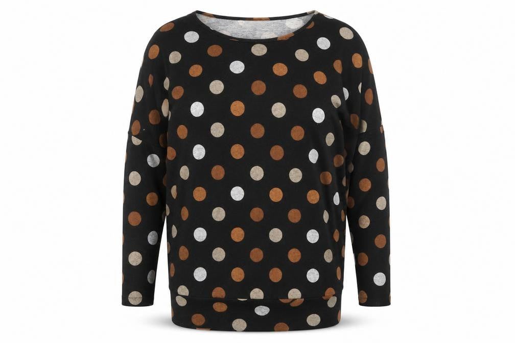 Stella Morgan Womens Black Boat Neck Polka Dot Polyester Pullover Jumper Size 10 - Oversized