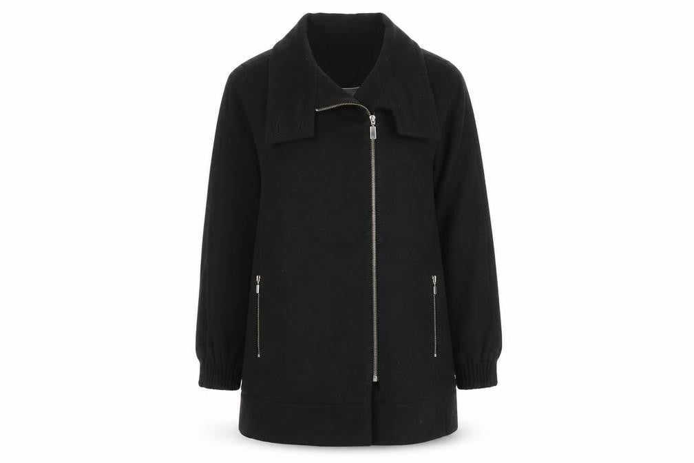 Zara Womens Black Overcoat Coat Size M Zip