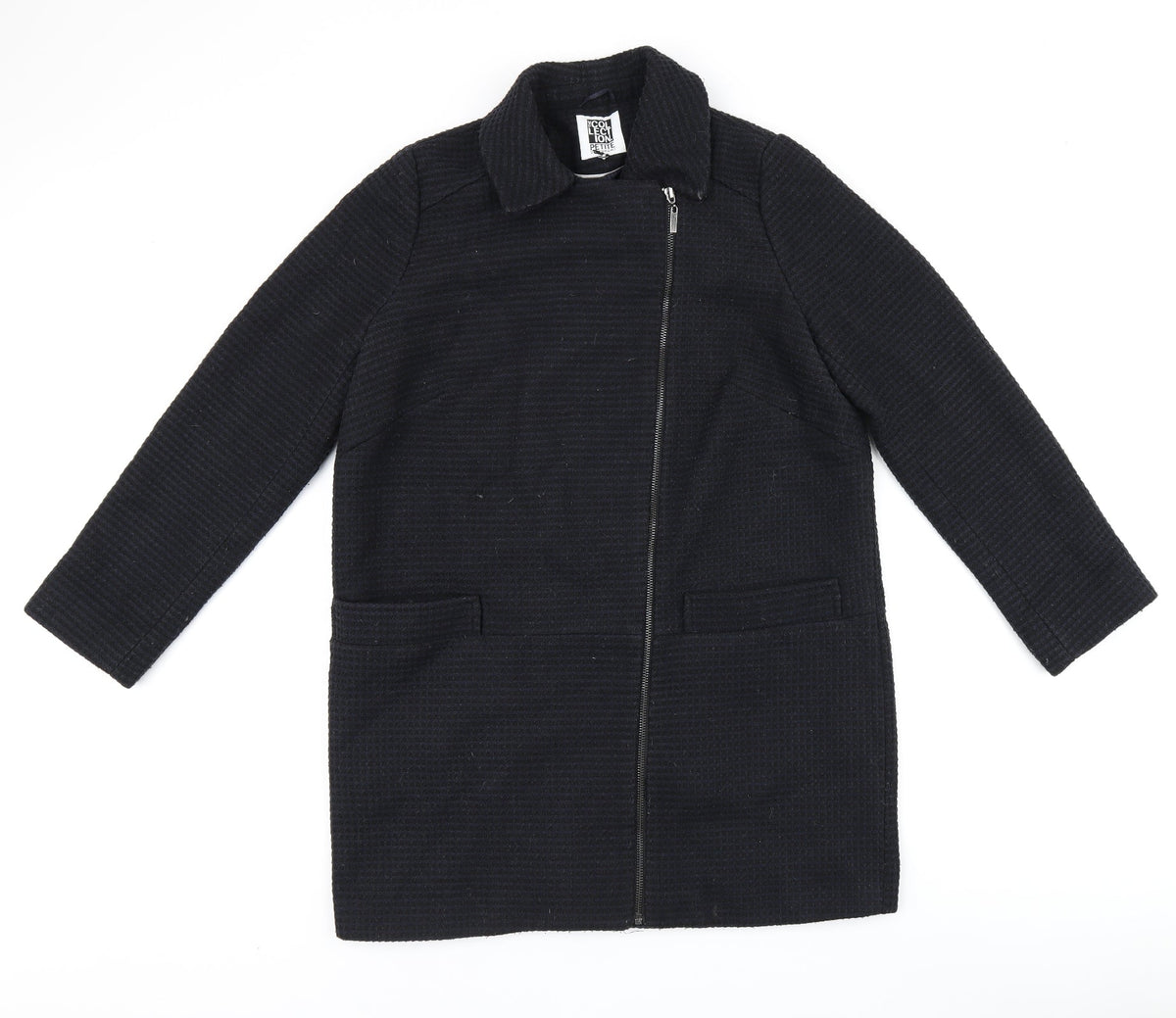 Debenhams Womens Black Overcoat Coat Size 12 Zip
