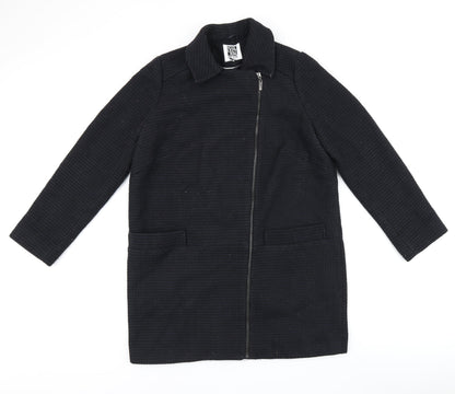 Debenhams Womens Black Overcoat Coat Size 12 Zip