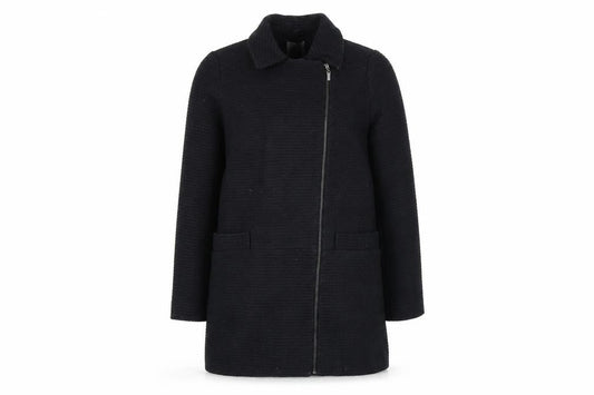Debenhams Womens Black Overcoat Coat Size 12 Zip