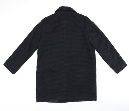 Debenhams Womens Black Overcoat Coat Size 12 Zip