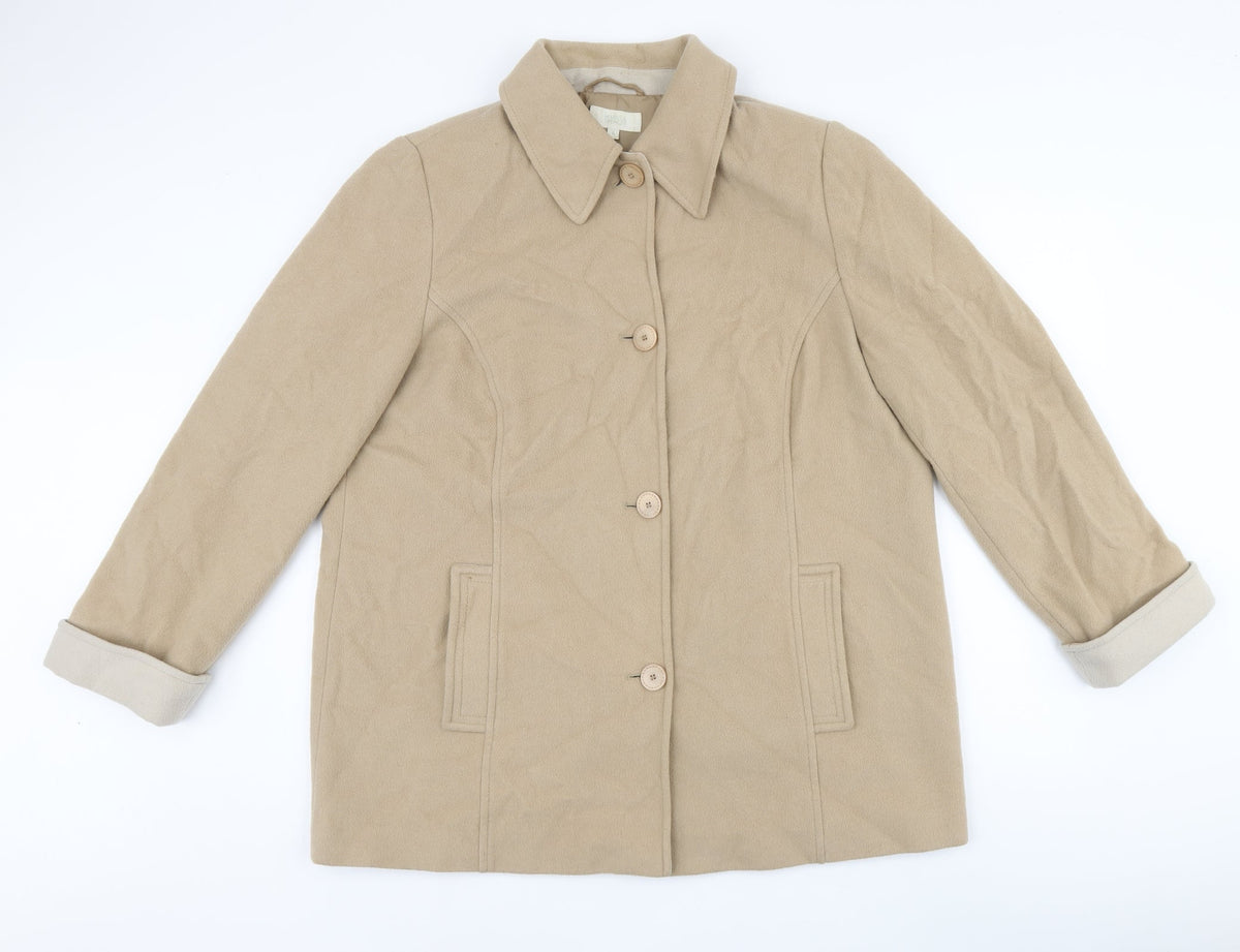 Marks & Spencer Womens Beige Overcoat Coat Size 18 Button